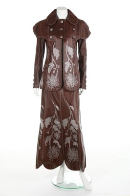 Lot 139 - A Bill Gibb brown leather ensemble,...
