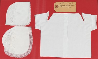 Lot 27 - A fine lawn baby vest cap and undercap,...