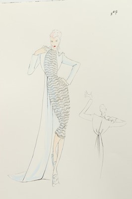 Lot 242 - Three Alexander McQueen fashion sketches for...