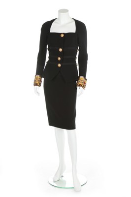 Lot 225 - A Gianni Versace black wool moss crpe 'bondage'...