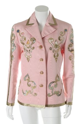 Lot 230 - A Gianni Versace pink moiré evening jacket,...