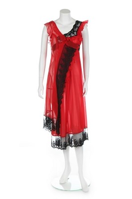 Lot 195 - A Comme des Garçons red nylon 'lingerie' dress,...