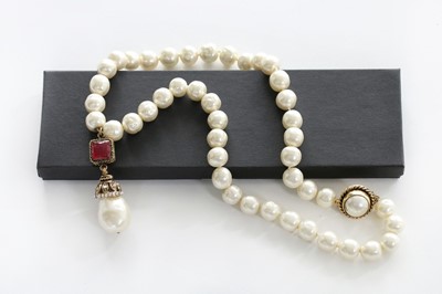 Lot 2 - A Chanel pearl beaded necklace, 1980s, signed...
