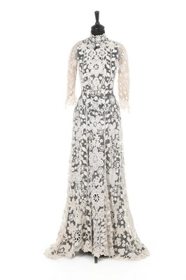 Lot 34 - A good Irish crochet lace gown, circa 1910,...