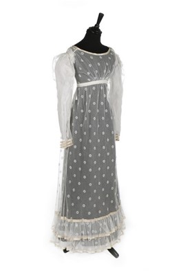 Lot 20 - A sprigged and embroidered tulle dress, circa...
