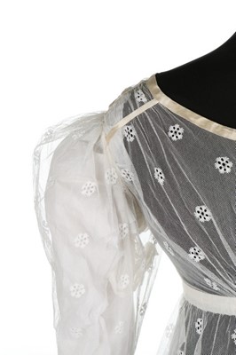 Lot 20 - A sprigged and embroidered tulle dress, circa...