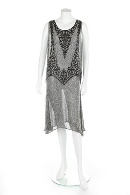 Lot 61 - A black and silver muslin flapper dress, circa...