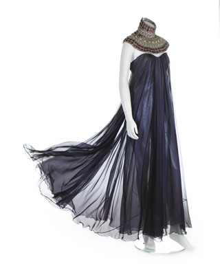 Lot 237 - An Alexander McQueen midnight-blue organza...