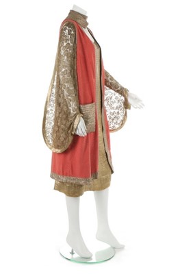 Lot 48 - A Jeanne Lanvin couture gold lam evening...