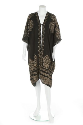 Lot 55 - A Mariano Fortuny stencilled black silk tunic,...