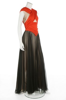Lot 71 - A bias-cut chiffon tri-colour evening gown,...