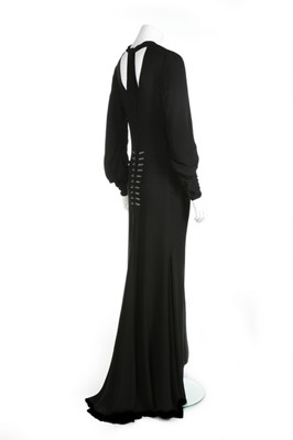 Lot 73 - A Lucien Lelong couture black silk crêpe...