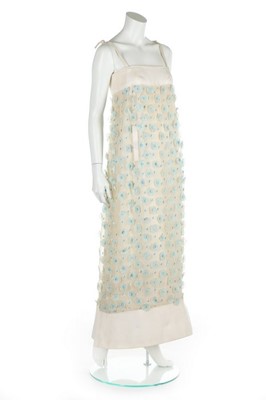 Lot 110 - A Courrèges floral appliquéd organdy maxi...