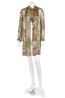 Lot 98 - A Jean Patou printed floral lamé jacket, late...