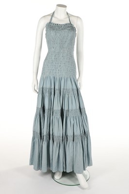 Lot 90 - A Jeanne Lanvin pale blue shirred silk evening...