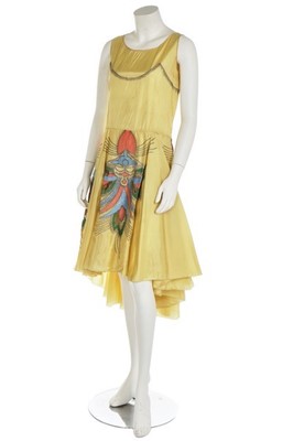 Lot 162 - A Lanvin-inspired yellow rayon-taffeta dress,...