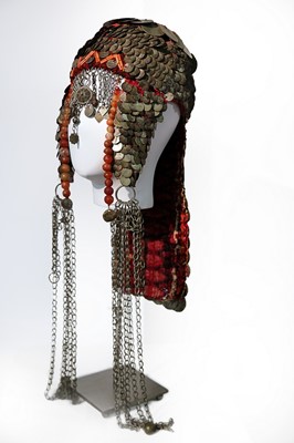 Lot 340 - A coin adorned headdress or 'money hat',...