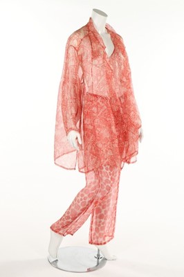 Lot 396 - An Issey Miyake red and white batik printed...