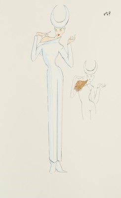 Lot 370 - Three Alexander McQueen fashion sketches for...