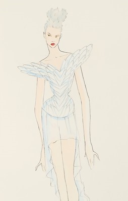 Lot 370 - Three Alexander McQueen fashion sketches for...