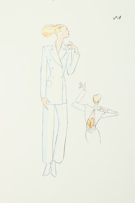 Lot 353 - Three Alexander McQueen fashion sketches for...