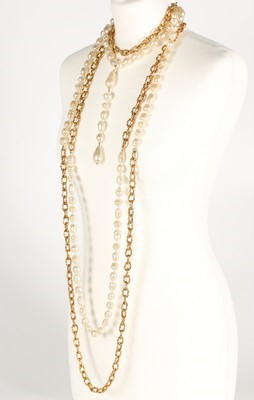 Lot 18 - A fine Chanel triple strand chain linked and...