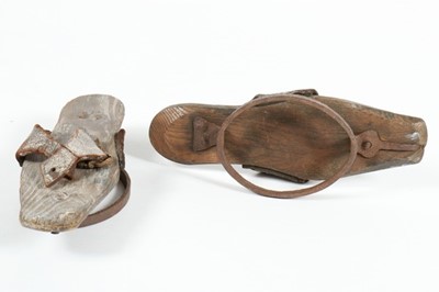 Lot 52 - A pair of wooden pattens, probably English,...