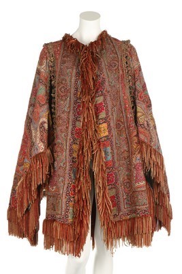 Lot 49 - An embroidered Kashmir dolman cape with Worth...