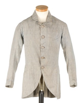 Lot 36 - A gentleman's finely striped indigo and white...