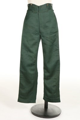 Lot 43 - A pair of gentlemen's green self-striped wool...