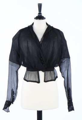 Lot 431 - A Maison Drecoll black chiffon blouse, circa...
