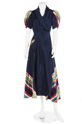 Lot 31 - A couture black velvet evening gown, 1930s,...