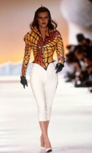 Lot 190 - A Thierry Mugler purple suede, orange and...