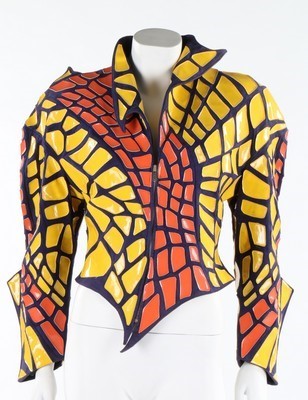 Lot 190 - A Thierry Mugler purple suede, orange and...