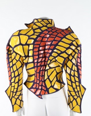 Lot 190 - A Thierry Mugler purple suede, orange and...
