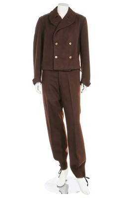 Lot 103 - A man's brown wool ski-suit, mid-late 1930s,...
