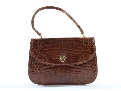 Lot 108 - A Gucci brown crocodile handbag, 1960s,...