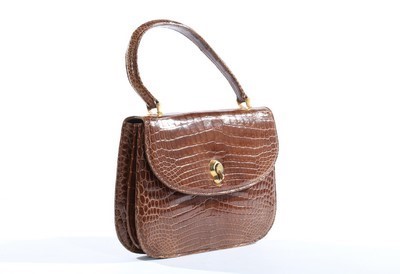 Lot 108 - A Gucci brown crocodile handbag, 1960s,...