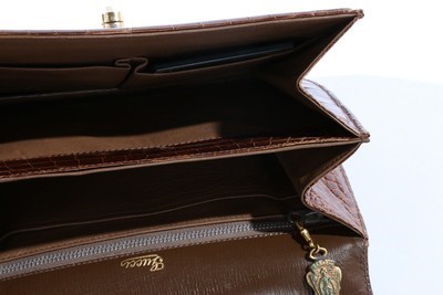 Lot 108 - A Gucci brown crocodile handbag, 1960s,...