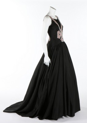Lot 67 - A Jeanne Lanvin couture sequined black taffeta...
