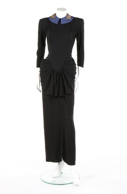 Lot 82 - A black crpe dress with sequined collar,...