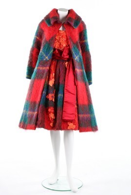 Lot 104 - An unusual Jean Louis couture tartan mohair...