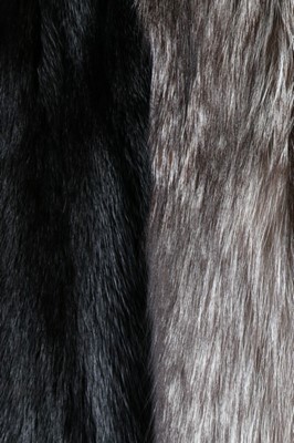 Lot 58 - A black mink and fox fur coat, 1980s, labelled...