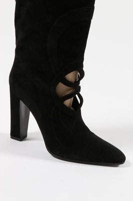 Lot 59 - A pair of Hermès black suede boots with...