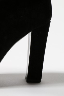 Lot 59 - A pair of Hermès black suede boots with...