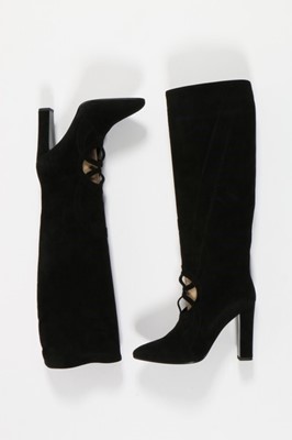 Lot 59 - A pair of Hermès black suede boots with...