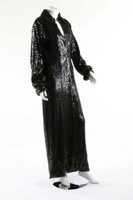 Lot 78 - A Halston black sequined maxi coat, probably...