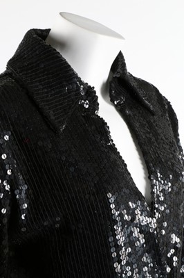 Lot 78 - A Halston black sequined maxi coat, probably...