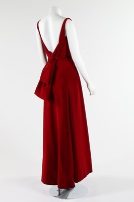 Lot 85 - A Fontana Sisters burgundy velvet evening gown,...