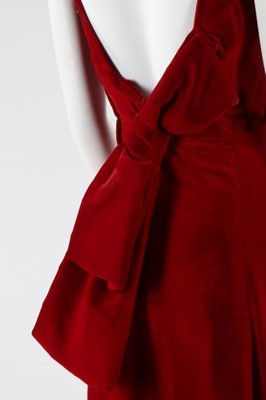 Lot 85 - A Fontana Sisters burgundy velvet evening gown,...